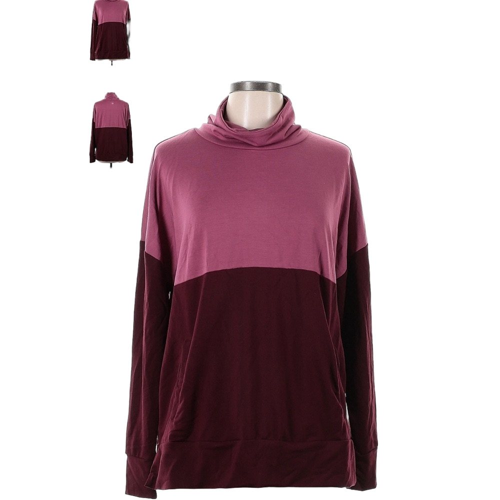 ZELOS burgundy &pink long sleeve turtleneck sweater size L GUC